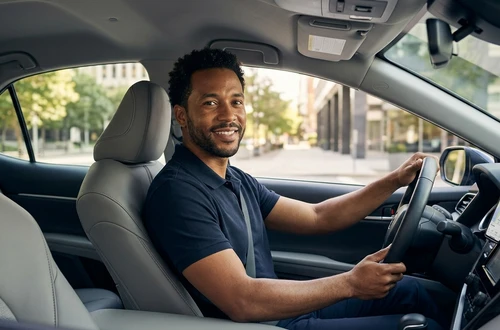 DriveWise lending specialist reviewing a car loan application with a client in a bright modern office